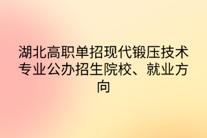 湖北高職單招現(xiàn)代鍛壓技術(shù)專業(yè)公辦招生院校、就業(yè)方向