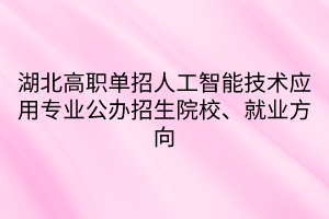 湖北高職單招人工智能技術(shù)應(yīng)用專(zhuān)業(yè)公辦招生院校、就業(yè)方向