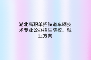 湖北高職單招鐵道車輛技術(shù)專業(yè)公辦招生院校、就業(yè)方向