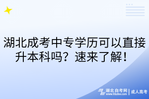 湖北成考中專學(xué)歷可以直接升本科嗎？速來(lái)了解！