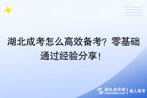湖北成考怎么高效備考？零基礎(chǔ)通過經(jīng)驗(yàn)分享！
