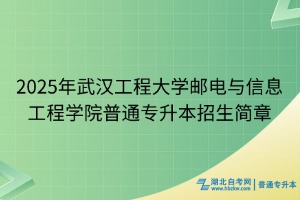 2025年武漢工程大學郵電與信息工程學院普通專升本招生簡章