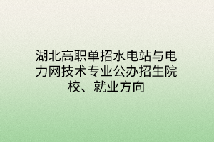 湖北高職單招水電站與電力網(wǎng)技術(shù)專業(yè)公辦招生院校、就業(yè)方向