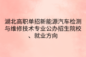 湖北高職單招新能源汽車檢測與維修技術專業(yè)公辦招生院校、就業(yè)方向