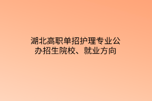 湖北高職單招護(hù)理專業(yè)公辦招生院校、就業(yè)方向