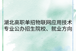 湖北高職單招物聯網應用技術專業(yè)公辦招生院校、就業(yè)方向