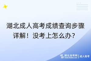 湖北成人高考成績(jī)查詢(xún)步驟詳解！沒(méi)考上怎么辦？