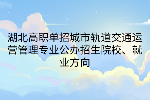湖北高職單招城市軌道交通運(yùn)營(yíng)管理專業(yè)公辦招生院校、就業(yè)方向
