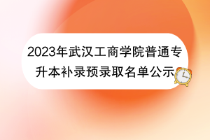 2023年武漢工商學(xué)院普通專升本補錄預(yù)錄取名單公示