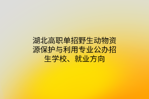 湖北高職單招野生動(dòng)物資源保護(hù)與利用專業(yè)公辦招生學(xué)校、就業(yè)方向