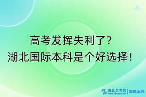 高考發(fā)揮失利了？湖北國際本科是個好選擇！