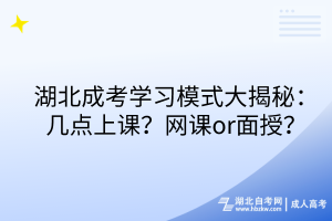 湖北成考學(xué)習(xí)模式大揭秘：幾點(diǎn)上課？網(wǎng)課or面授？