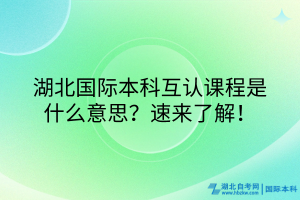 湖北國際本科互認(rèn)課程什么意思？速來了解！