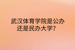 武漢體育學(xué)院是公辦還是民辦大學(xué)？