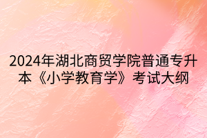 2024年湖北商貿(mào)學院普通專升本《小學教育學》考試大綱