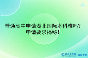 普通高中申請湖北國際本科難嗎？申請要求揭秘！