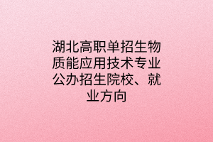 湖北高職單招生物質(zhì)能應(yīng)用技術(shù)專業(yè)公辦招生院校、就業(yè)方向