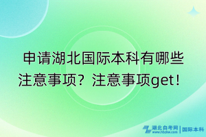 申請(qǐng)湖北國(guó)際本科有哪些注意事項(xiàng)？注意事項(xiàng)get！