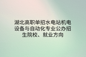 湖北高職單招水電站機(jī)電設(shè)備與自動(dòng)化專業(yè)公辦招生院校、就業(yè)方向
