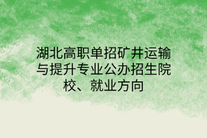 湖北高職單招礦井運(yùn)輸與提升專業(yè)公辦招生院校、就業(yè)方向