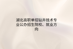 湖北高職單招鉆井技術(shù)專(zhuān)業(yè)公辦招生院校、就業(yè)方向