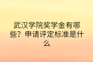 武漢學(xué)院獎(jiǎng)學(xué)金有哪些？申請?jiān)u定標(biāo)準(zhǔn)是什么
