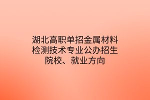 湖北高職單招金屬材料檢測技術(shù)專業(yè)公辦招生院校、就業(yè)方向