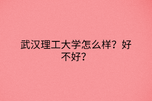 武漢理工大學(xué)怎么樣？好不好？
