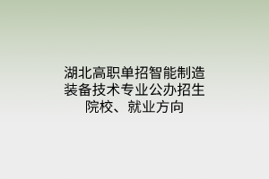 湖北高職單招智能制造裝備技術(shù)專業(yè)公辦招生院校、就業(yè)方向