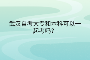 武漢自考大專和本科可以一起考嗎？