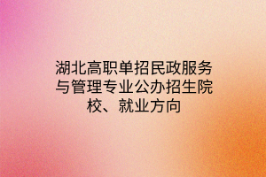 湖北高職單招民政服務(wù)與管理專業(yè)公辦招生院校、就業(yè)方向