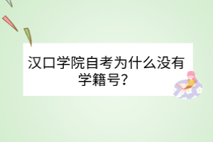 漢口學(xué)院自考為什么沒有學(xué)籍號？