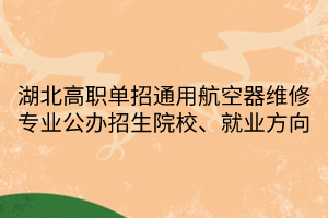 湖北高職單招通用航空器維修專業(yè)公辦招生院校、就業(yè)方向