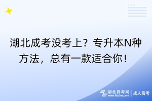 湖北成考沒考上？專升本N種方法，總有一款適合你！