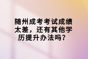 隨州成考考試成績(jī)太差，還有其他學(xué)歷提升辦法嗎？
