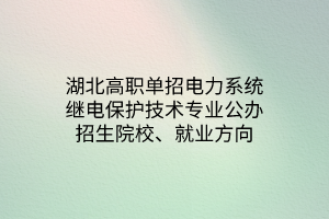 湖北高職單招電力系統(tǒng)繼電保護(hù)技術(shù)專業(yè)公辦招生院校、就業(yè)方向