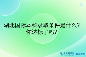 湖北國(guó)際本科錄取條件是什么？你達(dá)標(biāo)了嗎？