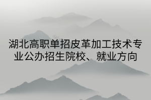 湖北高職單招皮革加工技術(shù)專業(yè)公辦招生院校、就業(yè)方向