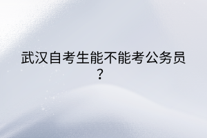 武漢自考生能不能考公務員？