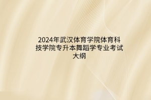 2024年武漢體育學院體育科技學院專升本舞蹈學專業(yè)考試大綱