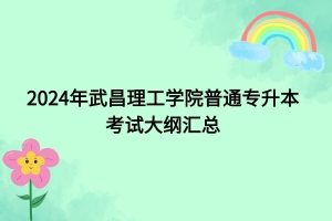 2024年武昌理工學院普通專升本考試大綱匯總