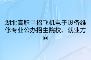 湖北高職單招飛機(jī)電子設(shè)備維修專業(yè)公辦招生院校、就業(yè)方向