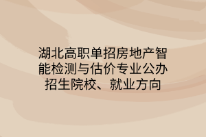 湖北高職單招房地產(chǎn)智能檢測與估價專業(yè)公辦招生院校、就業(yè)方向
