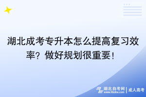 湖北成考專升本怎么提高復(fù)習(xí)效率？做好規(guī)劃很重要！