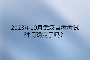 2023年10月武漢自考考試時間確定了嗎？