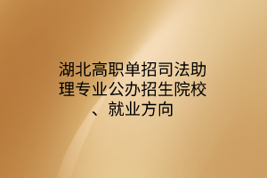 湖北高職單招司法助理專業(yè)公辦招生院校、就業(yè)方向