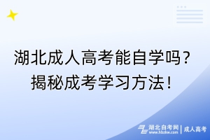 湖北成人高考能自學(xué)嗎？揭秘成考學(xué)習(xí)方法！