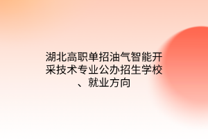 湖北高職單招油氣智能開(kāi)采技術(shù)專(zhuān)業(yè)公辦招生學(xué)校、就業(yè)方向