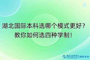 湖北國際本科選哪個模式更好？教你如何選四種學(xué)制！