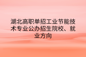 湖北高職單招工業(yè)節(jié)能技術(shù)專業(yè)公辦招生院校、就業(yè)方向